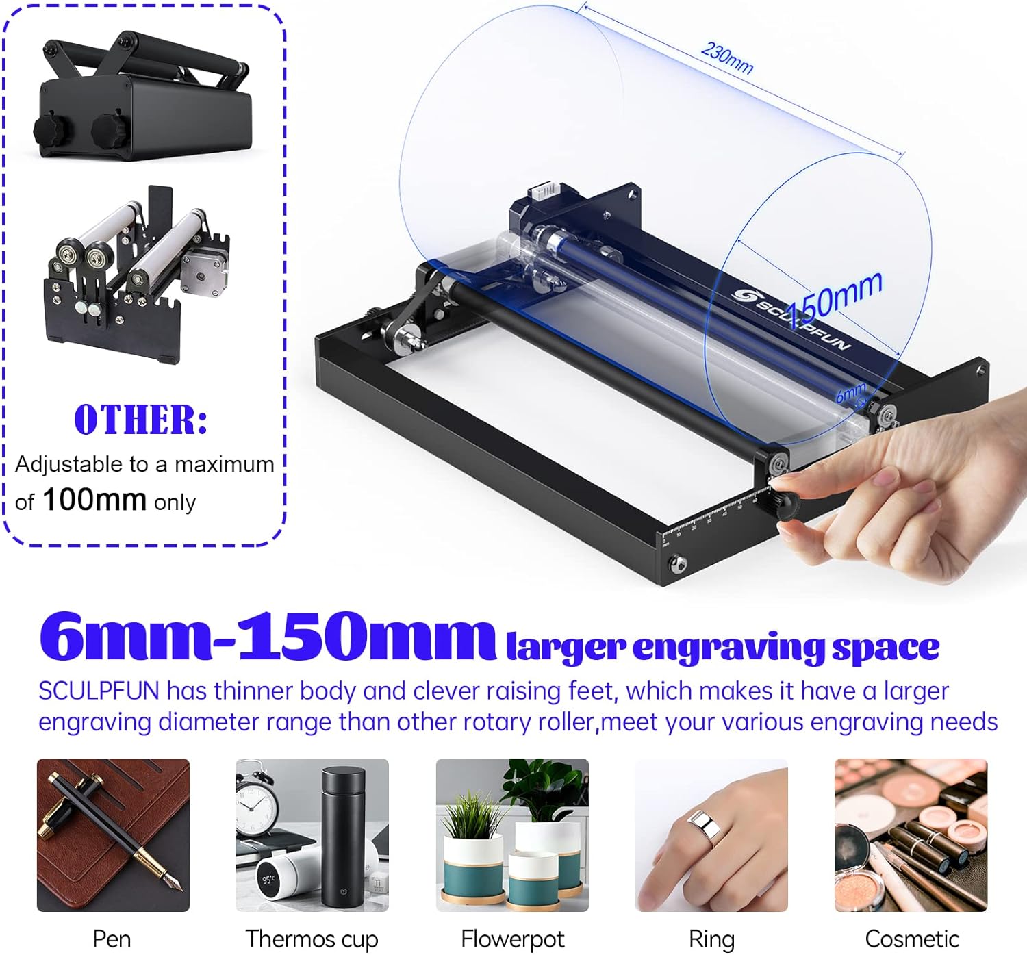 Rolo rotativo a laser SCULPFUN - Rotary Axis Laser Engraver avaliação e preço