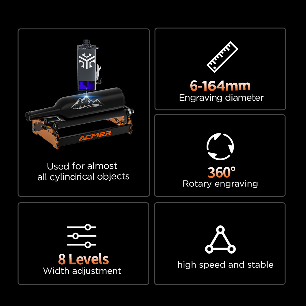 Rolo giratório a laser ACMER M - Rotary Axis Laser Engraver avaliação e preço